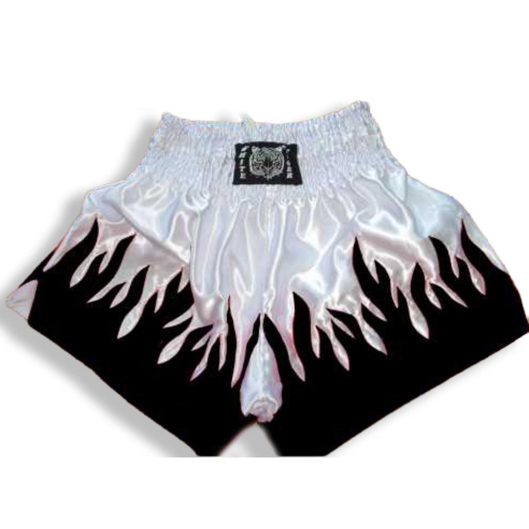 מכנסי איגרוף תאילנדי (מגוון מידות) White Tiger White/Black