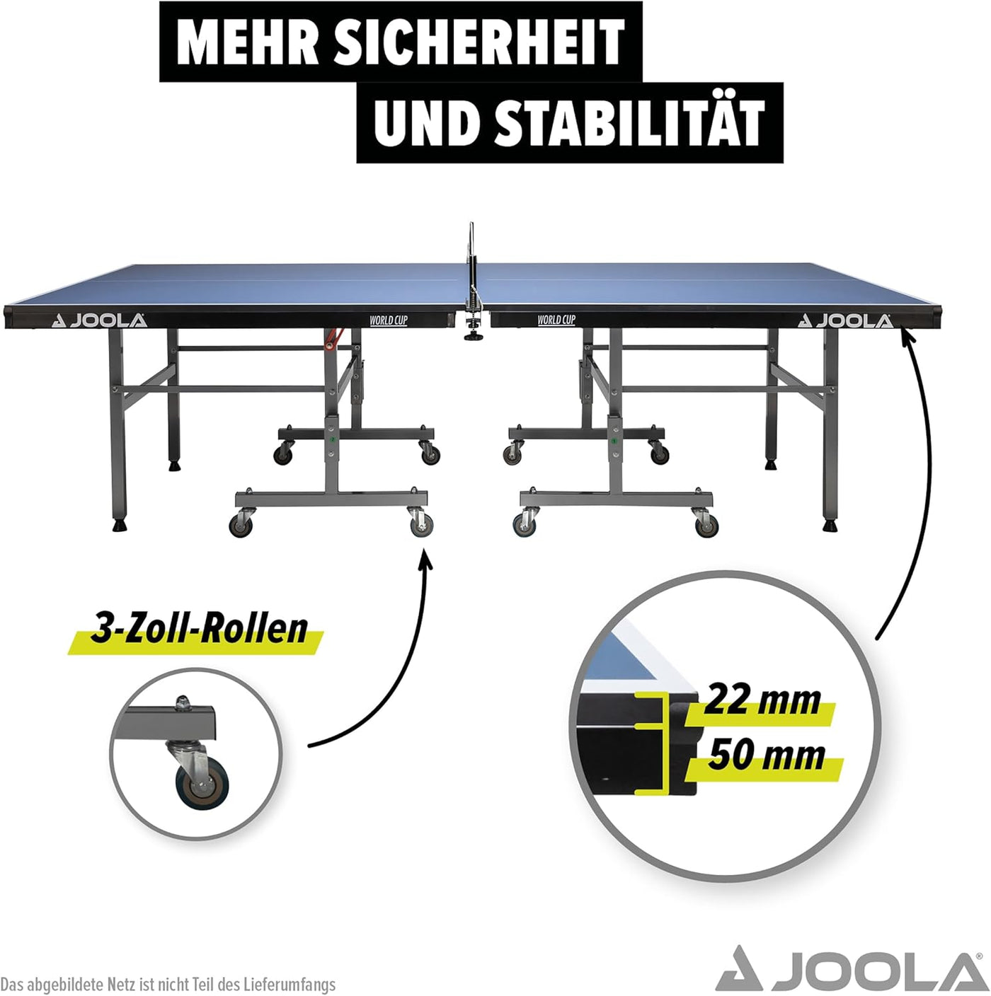 שולחן טנ"ש פנים 22 מ"מ JOOLA Table Tennis World Cup 22